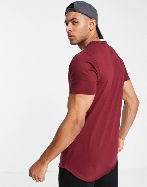 LE-BREVE LONGLINE RAW EDGE T-SHIRT | CHOCOLATE